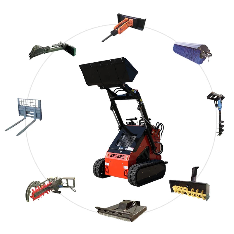 Auto pilot Mini Skid Steer Snowblower Mini Skid Steer Stumper Small Loader Skid Steer