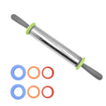 Shengchu Kitchen Baking Accessories Stainless Steel Rolling Pin PP Plastic Handle Silicone O-ring 50cm Easy Roll Dough/Dumpling