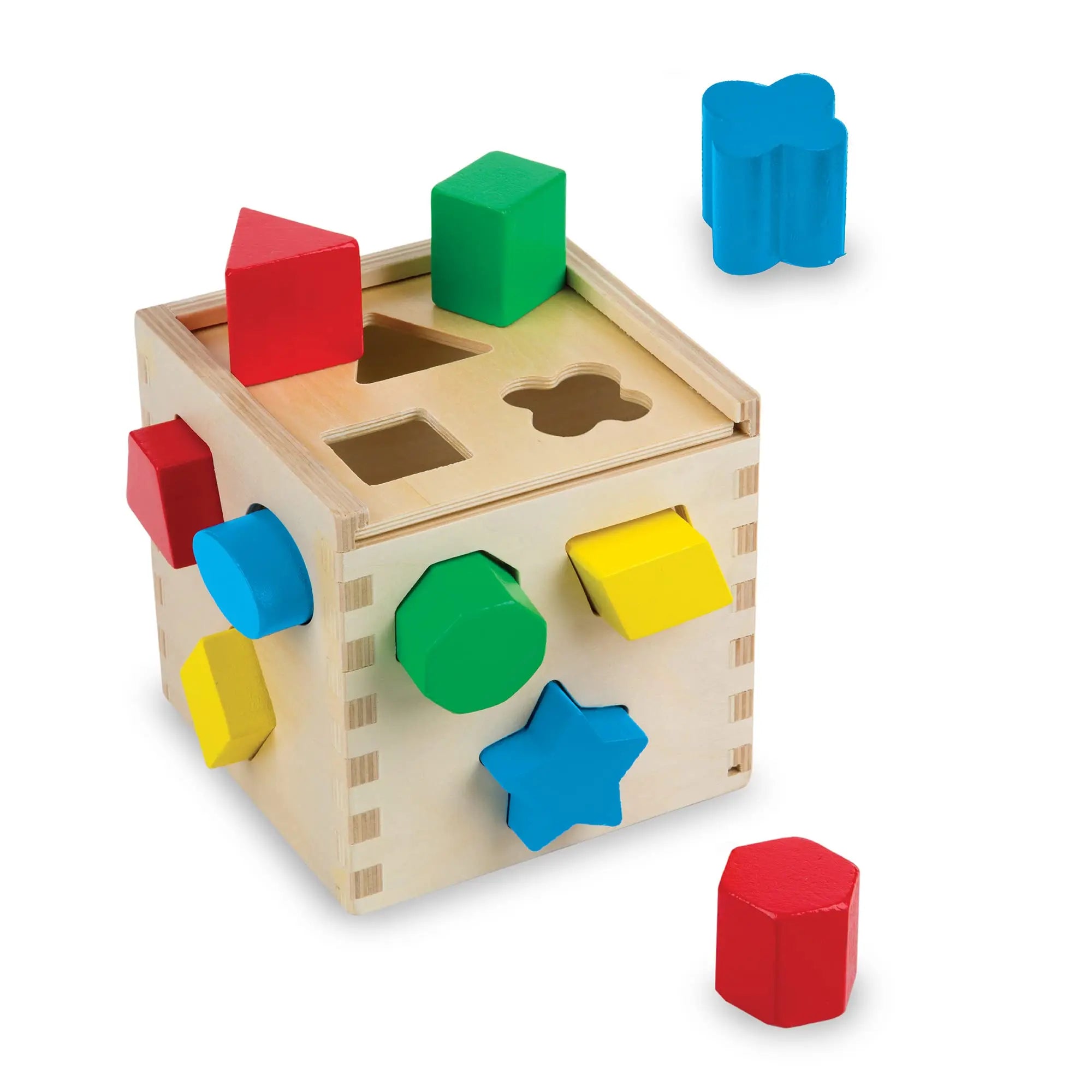 Shape Sorting Cube - Classic Wooden Toy With 12 Shapes - Kids Shape Sorter Toys for Toddlers