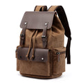 Wholesale Vintage Vegan Retro Custom Logo Printed Mens Book Bag Casual Laptop Drawstring Canvas Leather Bags for Men Backpack