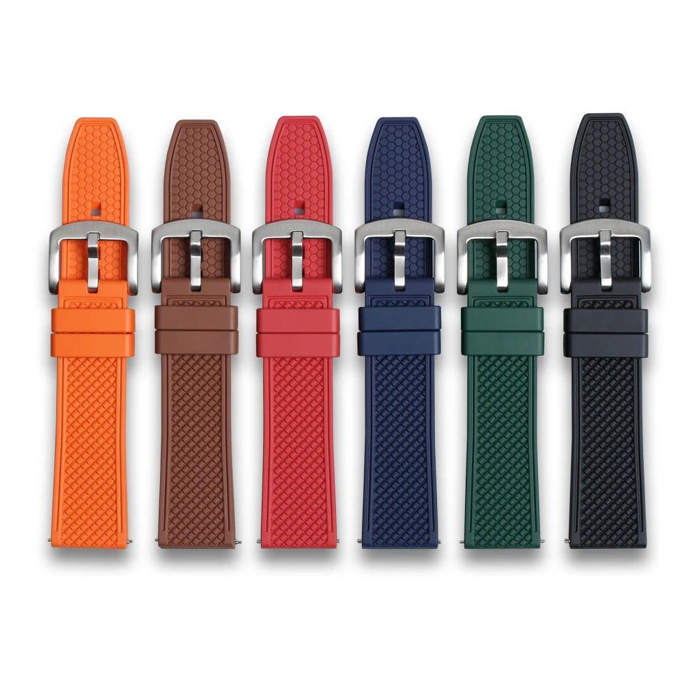 Factory Stock 20mm 22mm Fluoroelastomer Strap Universal Multi-color Rubber Watch Strap