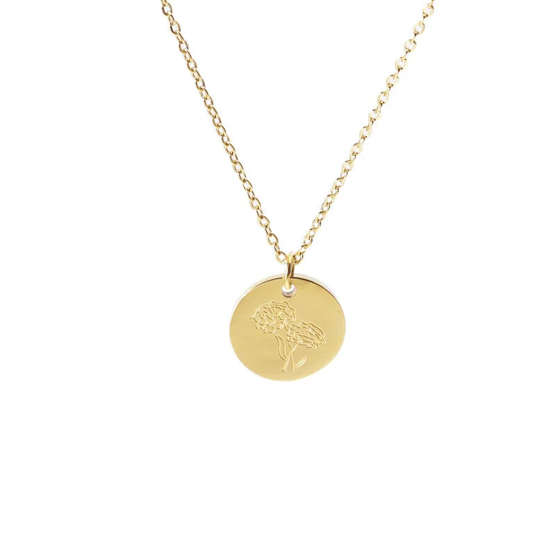 New Name Necklace Birth Month Flower Minimalist Jewelry Gold Birthday Floral Necklaces Women Mom Bridesmaid Necklace