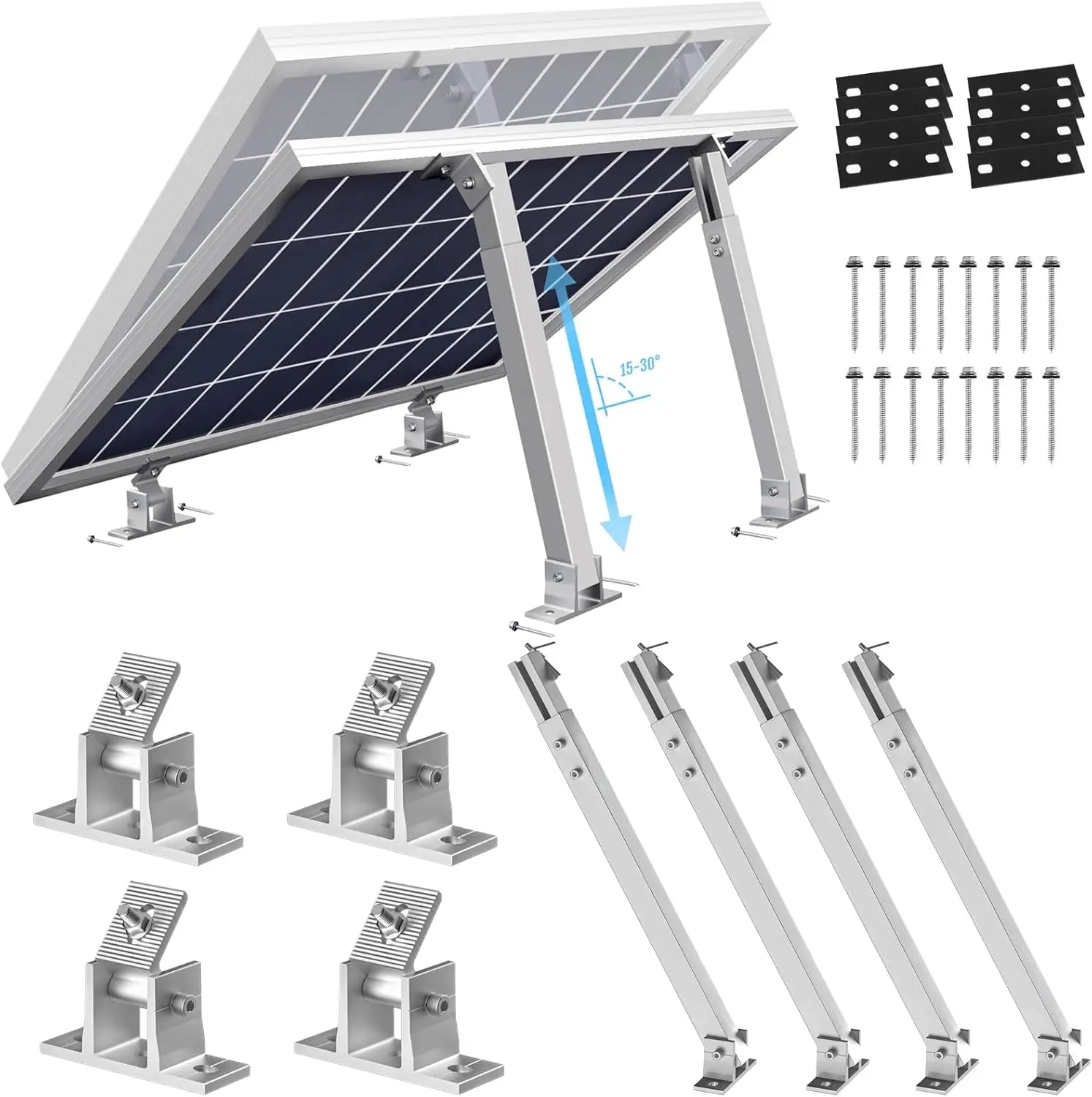 Adjustable Solar Panel Tilt Mount Brackets Support Structure for Solar Panels Metal Roof Any Flat Roof Ground