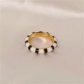 Joolim Jewelry 18K Gold Plated  Black White Zebra Enamel  Stainless Steel Rings for Women Tarnish Free