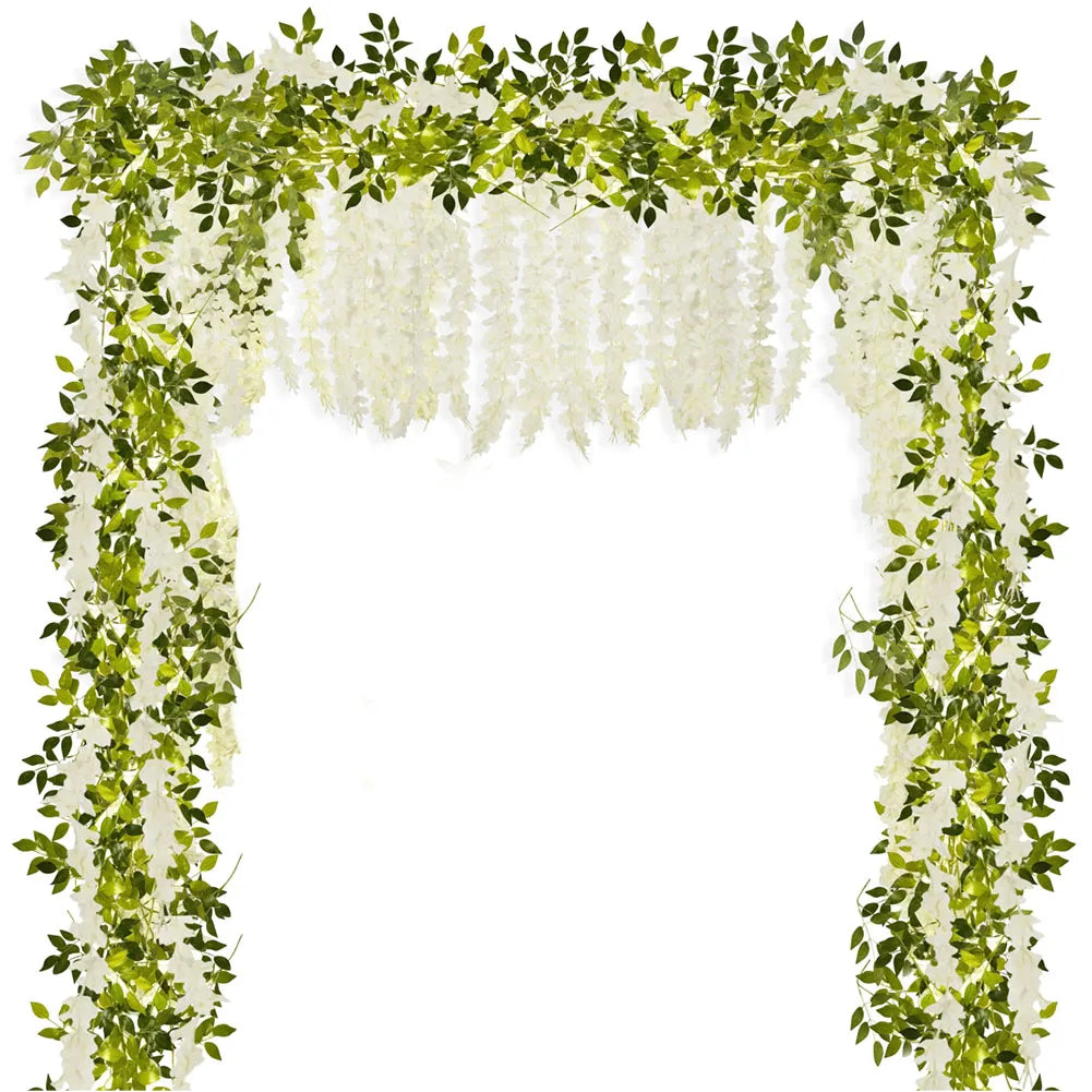 New Wedding Silk Artificial Wisteria Vine Flower for Home Garden Decor for Mother's Day Easter Christmas Parties