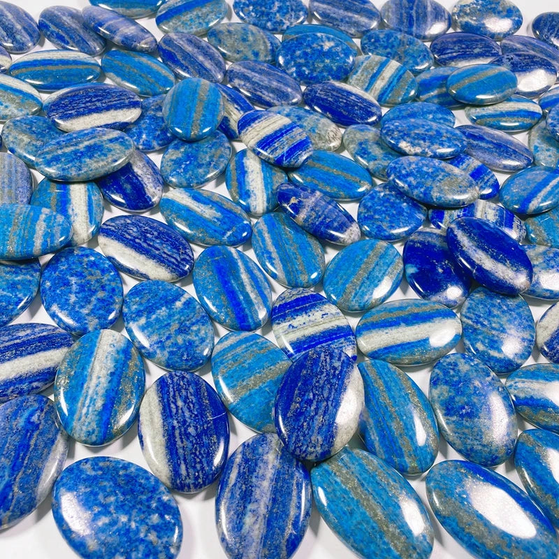 Hongzhuo Lapis Lazuli Stone for Anxiety Natural Oval Palm Pocket Stones Gemstone Meditation Reiki Balancing for Stressed