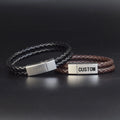 Customized Woven Leather Bracelet Men and Women Couple Bangle Lettering Jewelry Birthday Gifts