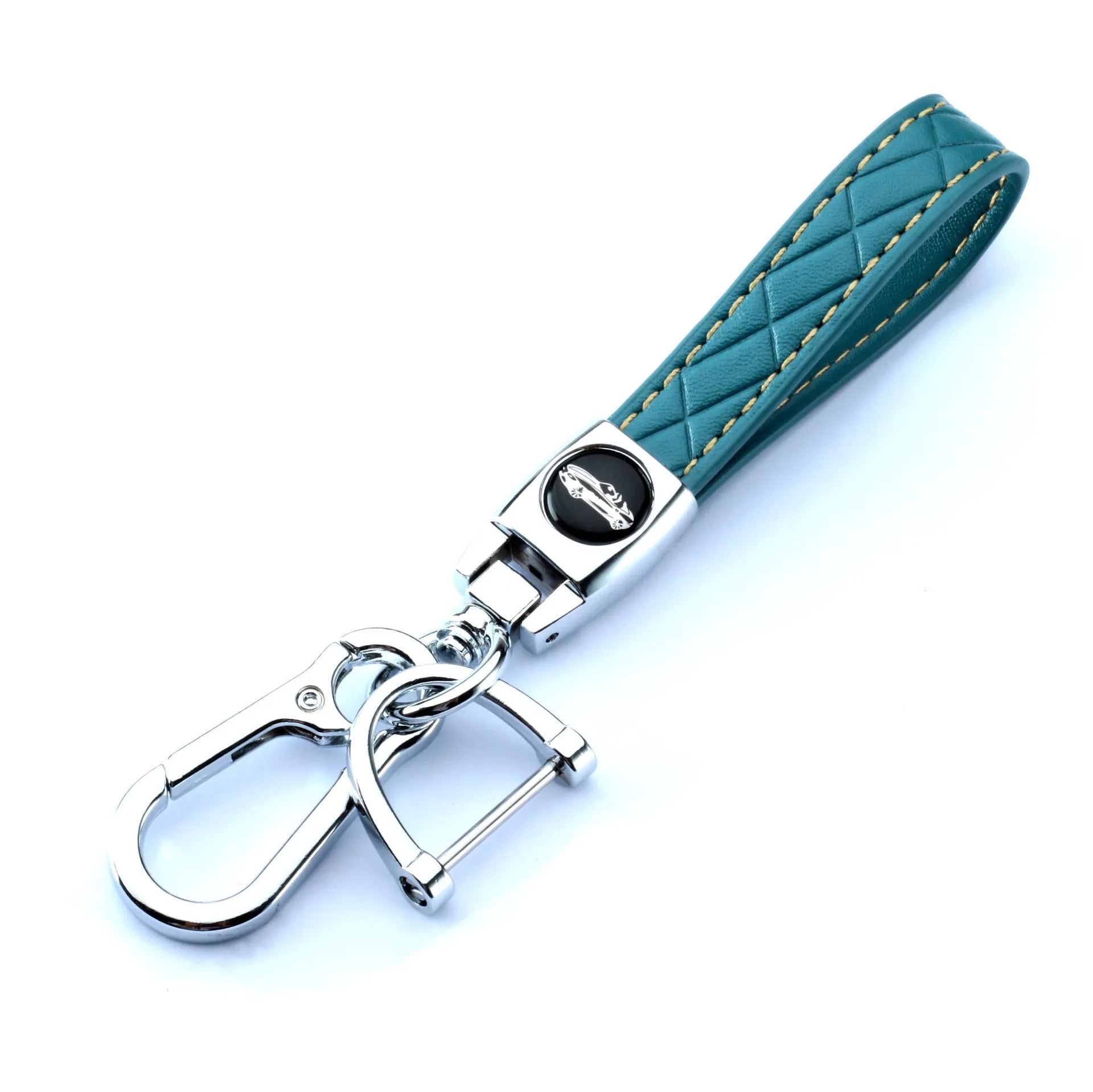 New Style Customized High Quality PU Leather Spring Embossing UV Printing Clip Keychains for Car for Promotion