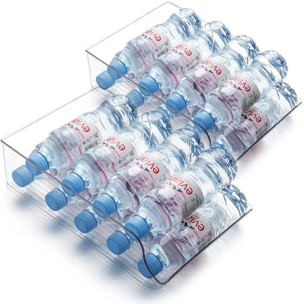 Clear Plastic Water Bottle Storage Organizer Bin Soda Beverage Canned Food Container Bin Storage Dispensers Holder