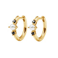Nagosa Wholesale Jewelry 18k Gold Vermeil 925 Sterling Silver Black Onyx Gemstones Freshwater Pearl Hoop Earrings