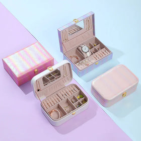 Girls PU Leather Small Jewelry Organizer Portable Jewellery Box Case Packaging Gift Boxes Travel Earring Jewelry Box