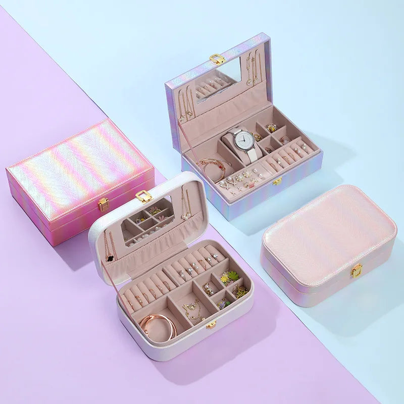 Girls PU Leather Small Jewelry Organizer Portable Jewellery Box Case Packaging Gift Boxes Travel Earring Jewelry Box