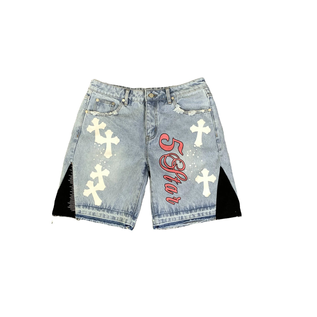 DENIMGUYS Custom Men's Jorts Cut Edge Distressed Streetwear Jeans Shorts for Men