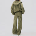 F240098 Custom Women Two Piece Outfits Clothing Set Lady Fashionable Fleece Zip up Hoodie Oversize Loose Wide Leg Sweatpants Set