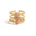 Three Layer Irregular Natural Red Texture Stone 18K Gold Plated Stainless Steel Opening Rings