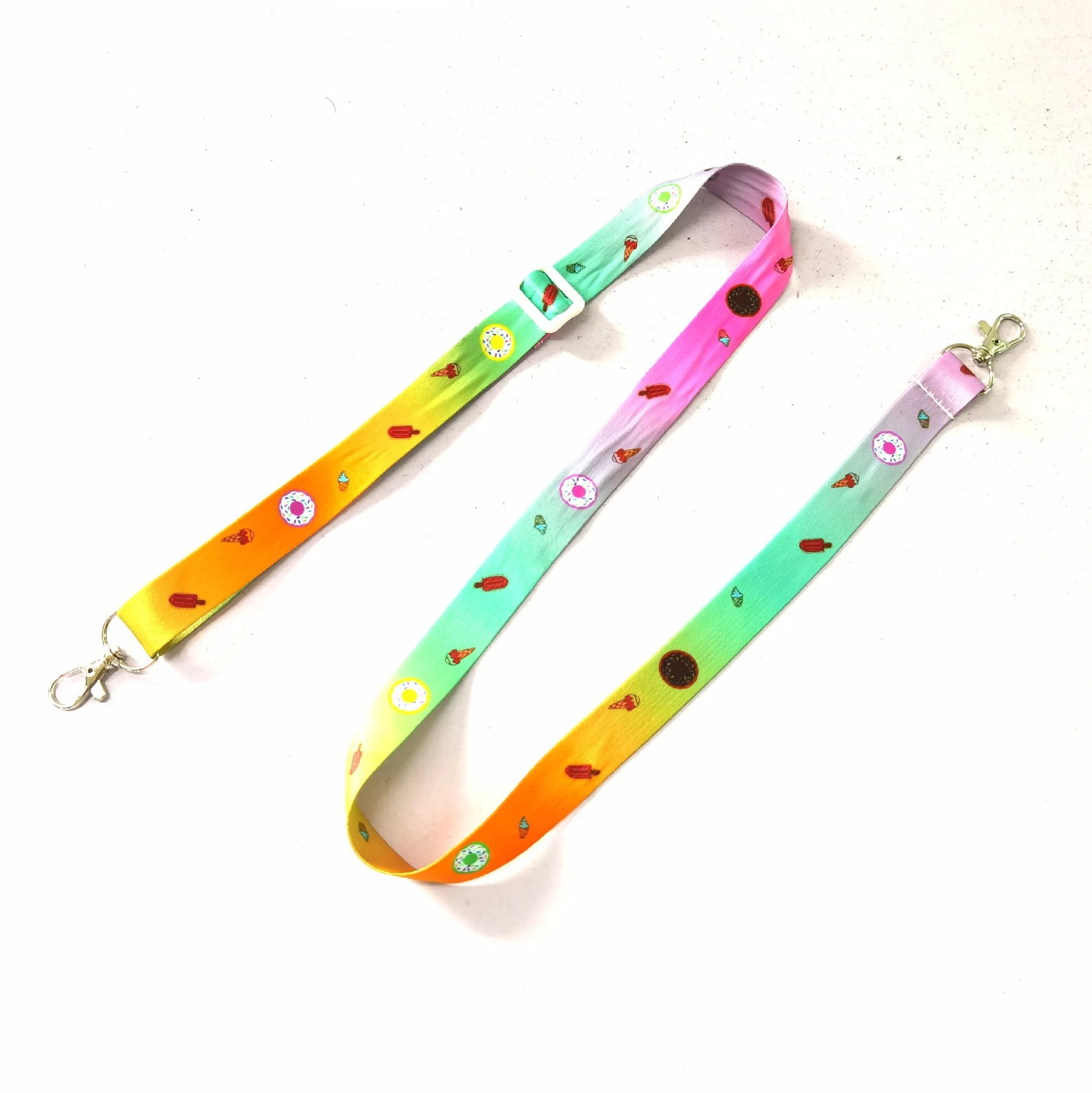 100*2 cm Promotional Lanyard Heat Transfer Printing Cartoon Pattern Cellphone Hanging Neck Rope with Metal Buckle for Girl Lady