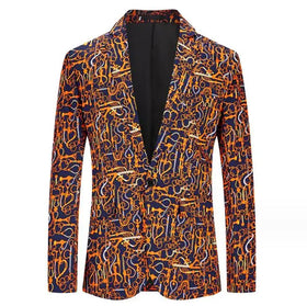 Wholesale Single Button Suit blazer Casual Print European Size Men's Wedding Party Suit Jacket Szie M-3xl