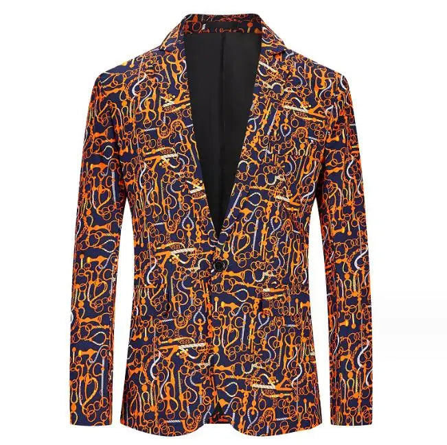 Wholesale Single Button Suit blazer Casual Print European Size Men's Wedding Party Suit Jacket Szie M-3xl