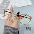 2023 New Retro Two Tone Point Diamond Metal Anti Blue Light Glasses Men and Women Cat Eye Flat Glasses