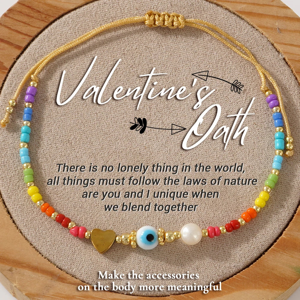 Go2boho Women's Handmade Boho Fashion Beaded Bracelets Set Evil Eye Gold Plated Charm Pearl Bracelet With Miyuki Beads
