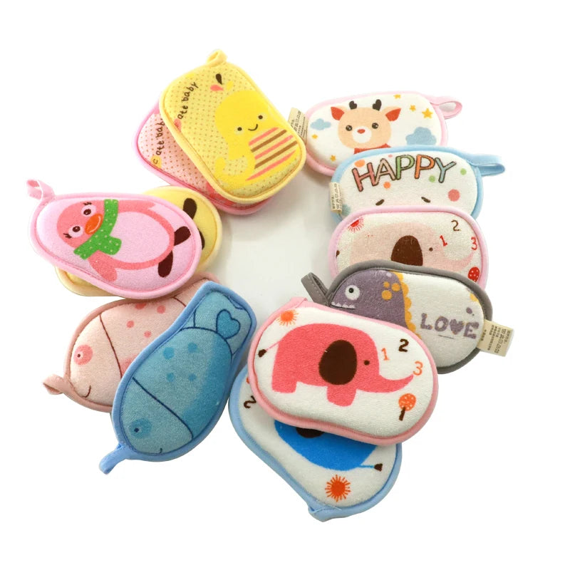 Cartoon Animal Bath Scrubber Cute Belt-Shaped Body Cleaner Wholesale Cute Bath Balls and Shower Sponges for Baby Skin Care