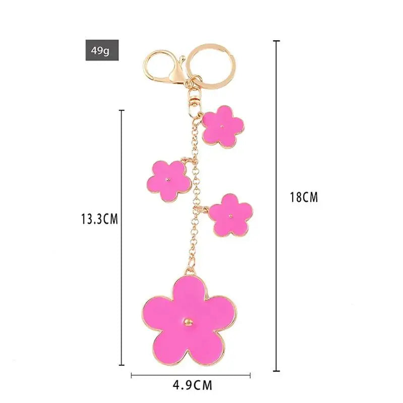 Keychain with Lobster Clasp White Black Flower Purse Accessories for Women Flower Key Chain Enameled Purse Bag Charms