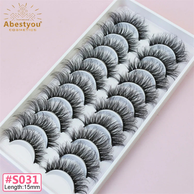 Abestyou 10 Pairs 3D/5D/6D Plant Fiber Handmade Natural Long High Quality Eye Lashes Low Price Full Strip Private Label MegaBDM