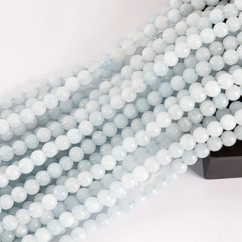 Wholesale 4/6/8/10mm Natural Aquamarine Loose Beads DIY Jewelry Making Accessory for Women Men
