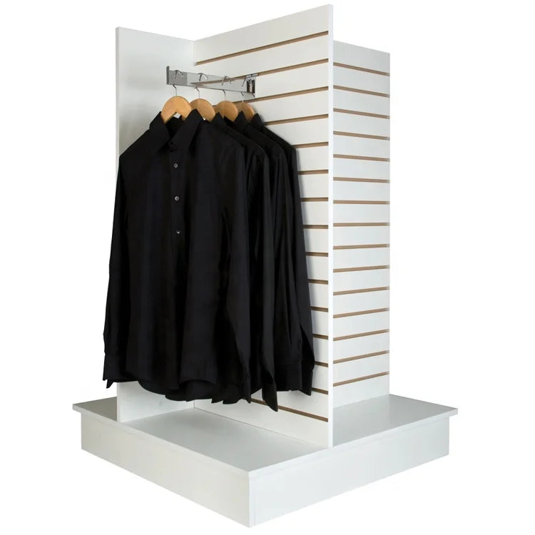 Displays D-104 4-Way Pinwheel Wooden Slatwall Gondola Fixture for Retail Shop Displays