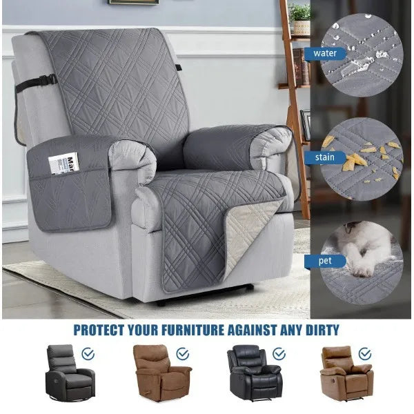 Non-Slip Dog Chair Cover Furniture Protector Waterproof Recliner Chair Covers with Pocket and Elastic Straps for Pets