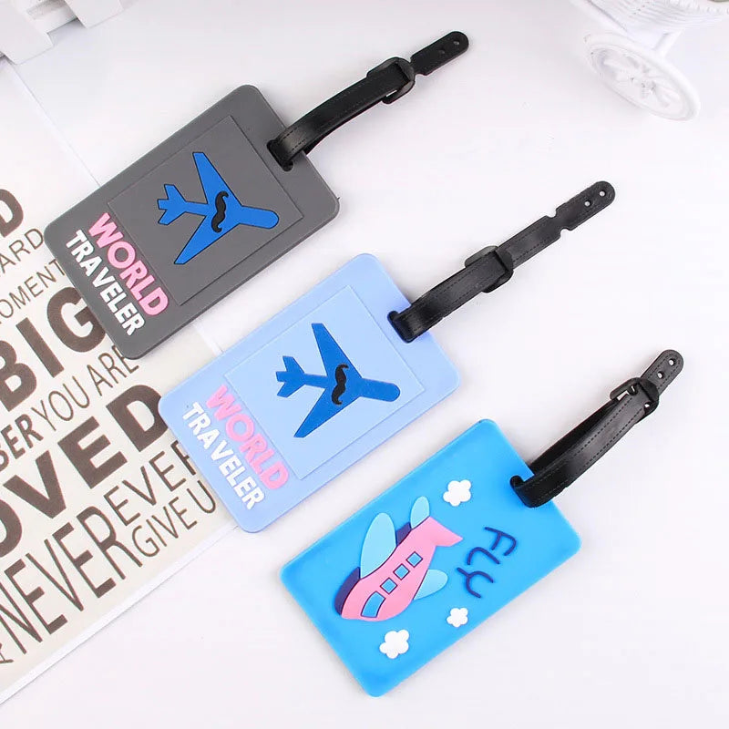 OEM Custom Logo Maker Waterproof Custom 3D Embossed Logo Soft PVC Rubber Travel Luggage Tags With Plastic Buckle