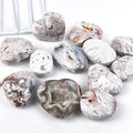 Hot Sale Meditation Natural Crystal Craft Healing Stone White Mexican Agate Palm for Feng Shui