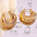 Couple Jewelry 18K Gold Plated Stainless Steel Hollow Out Heart Earrings Trendy Hoop Earrings for Gift