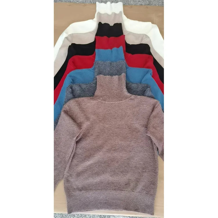 Wholesale Elegant Casual Loose Turtlenecks Long Sleeve Women's Custom Knit Wool Sweater