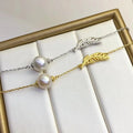 B370 7-8mm 925 Sterling Silver Gold Plated Wholesale Freshwater Pearl Charm Bracelet  Bangle Fancy Jewelry for Women