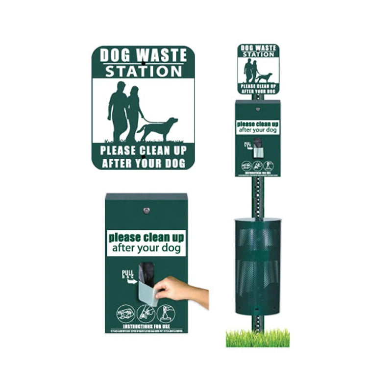 Heavy Duty Aluminum Pet Waste Station with Wall Mount Bracket & Rust-Resistant Outdoor Dog Poop Dispenser for Park