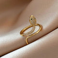 Punk Girl's Sexy Finger Ring Adjustable Korean Fashion Zircon Snake Rings Jewelry Classic Diamond Snake Gold Rings for Woman