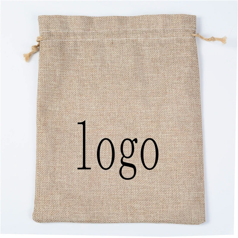 Cheap Personalized Hessian Jute Burlap Drawstring Shopping Bag 40x50cm Colorful Plaid Household New Style Christmas