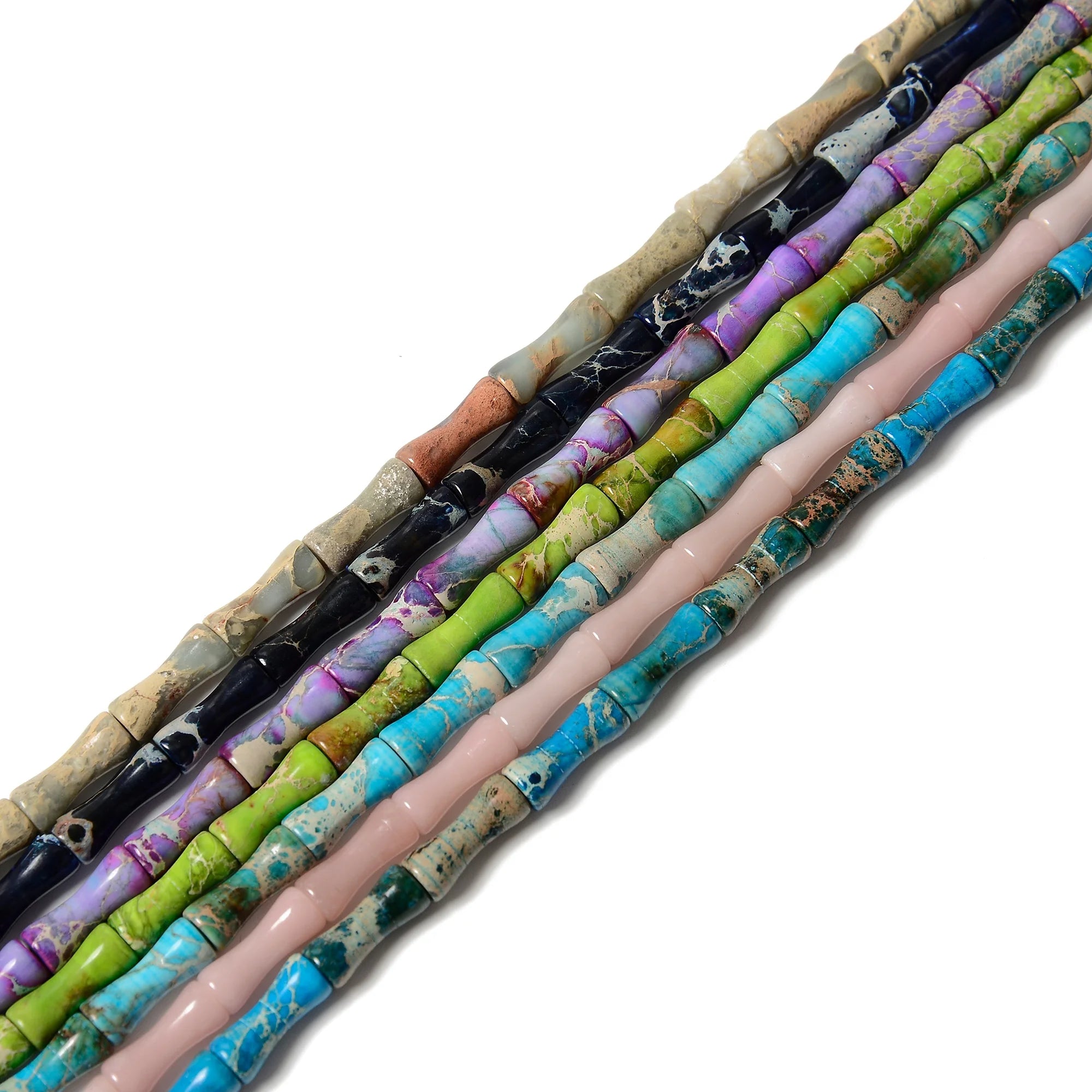 5x13mm Bamboo Tube Bead Black Purple Blue Green Sea Sediment Aqua Terra Jasper Chrysoprase Pink Opal Beads for Jewelry Making