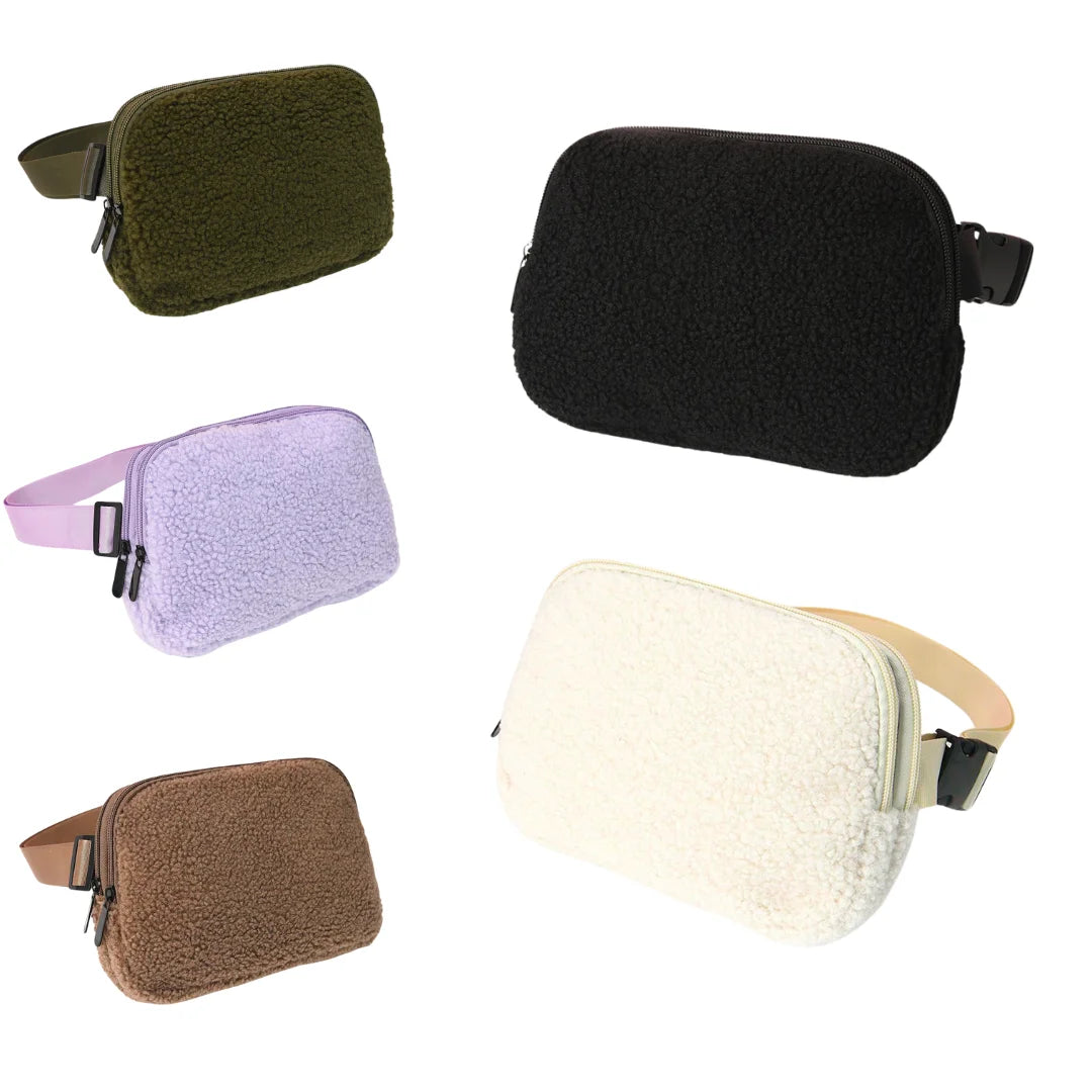 Hot Selling Winter Portable Utility Lulu Waist Bag 3 Zipper Pockets Female Casual Running Sherpa Fleece Fanny Pack