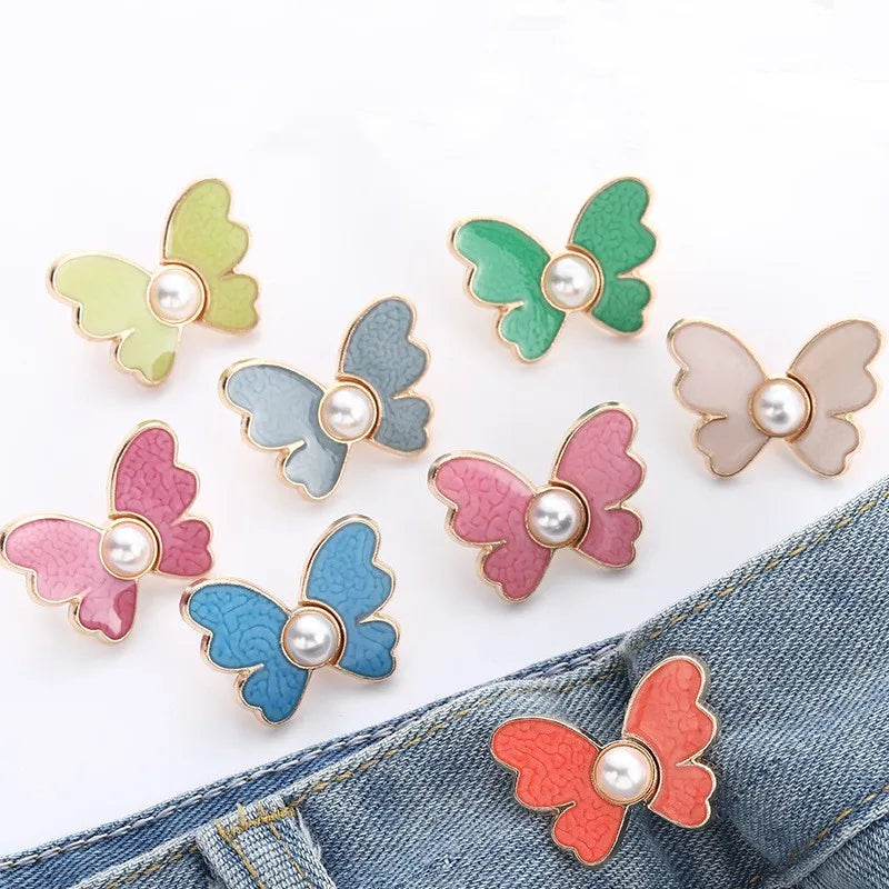 Hot Sale Adjustable Butterfly Jeans Instant Button PinsDetachable Decorative Waist Buckles for Pants