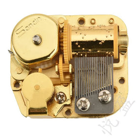 18-Note Golden Toy Music Box with Extended Winding Shaft Musical Movement Top Mechanism