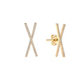 Keiyue Fashion Trendy 925 Sterling Silver AAA CZ CZ Pave Antique Gold Plated Criss Cross Drop Earrings Customized Size Women