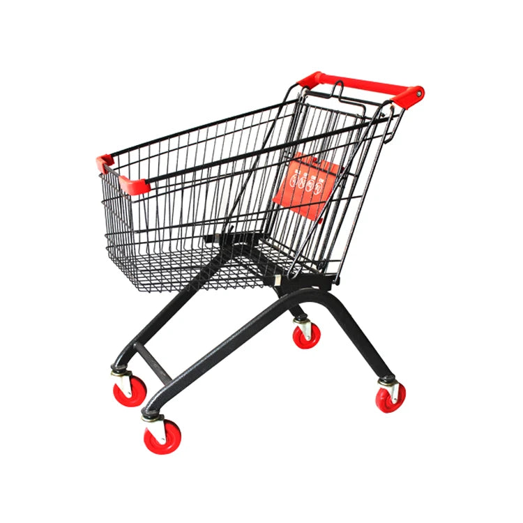 Supermarket Shopping Trolley Excellent Load-bearing Capacity 4 Wheeled Pull Mesh Structure for Shopping Malls Durable Steel