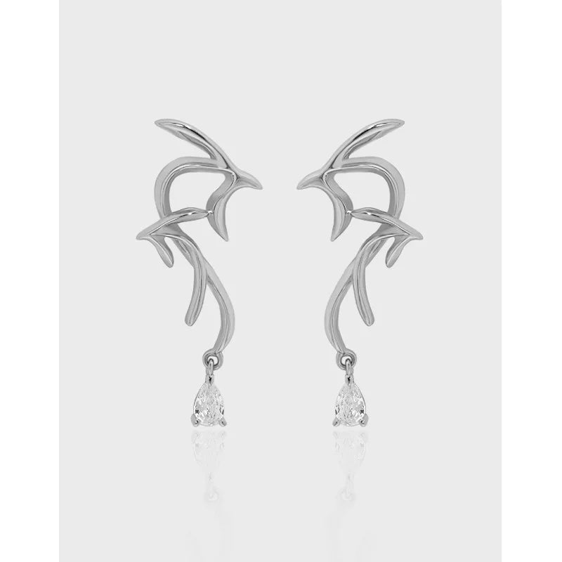 925 Sterling Silver Bird Stud Earrings 18K Gold Swallow Statement Earrings Animal Zircon  Drop Earrings Women Luxury Jewelry