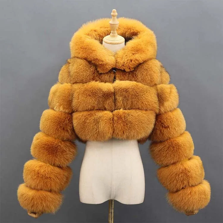 Wholesale Real Fox Fur Jacket Women Winter Genuine Fur Coat Warm Fox Full Pelt Women Overcoat