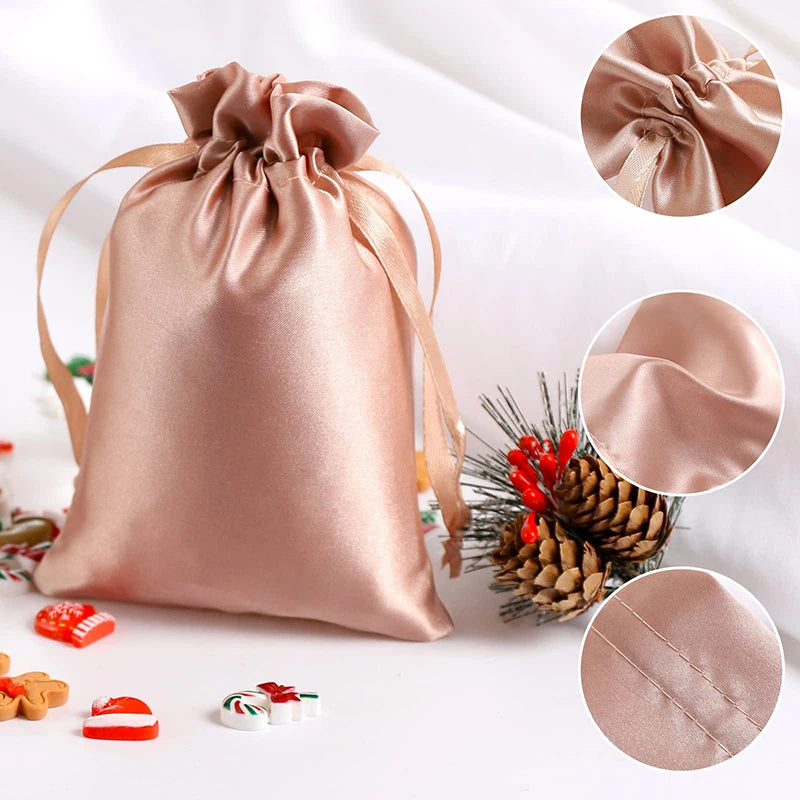 Satin Beauty Bag for Hair Accessories Customized Luxury Glass Perfume Satin Dust Bag Eyeshadow Brushes Pouches