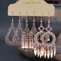 Boho Big Zinc Alloy Rhodium Plated Turquoise Circle Flower Pattern Retro Drop Short Tassel Jhumka Eco-Friendly Anniversary