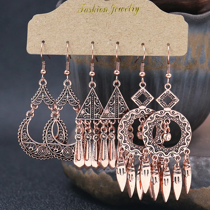 Boho Big Zinc Alloy Rhodium Plated Turquoise Circle Flower Pattern Retro Drop Short Tassel Jhumka Eco-Friendly Anniversary