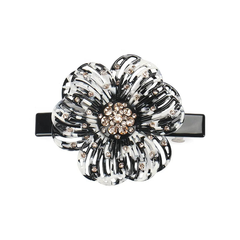 Creative Hollow Flower Hair Barrettes Europe and America Popular Acetate Rhinestones Hair Clips
